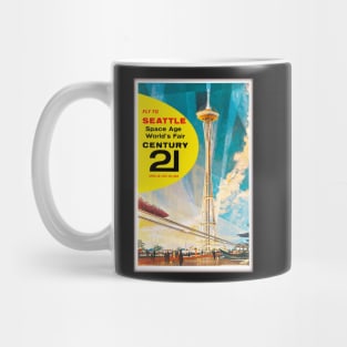 1962 Fly to Seattle ,Space Age ,World's Fair,Poster Mug